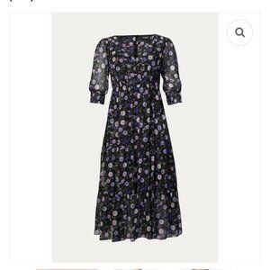 NWT The Kooples Midi Dress in Black Purple Peony